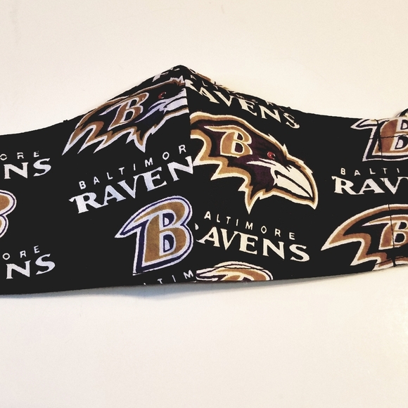 Hand Crafted Face Mask Baltimore Ravens Black Purple Gold Kids Face Mask - Picture 2 of 6